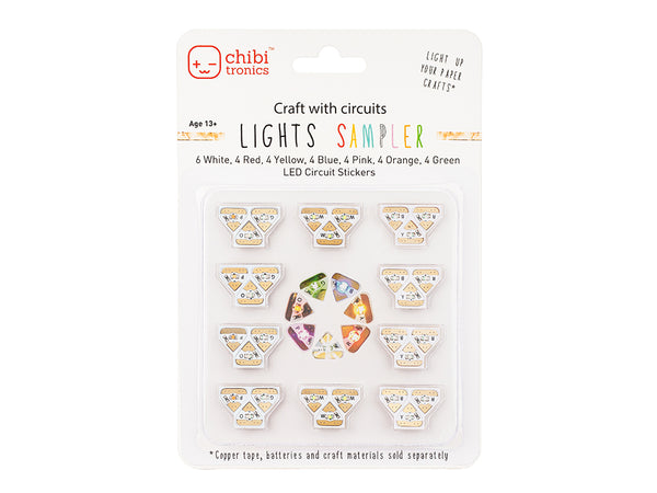 Lights Sampler MegaPack (30 LED Stickers) Red, Yellow, Blue, Pink, Orange, Green and White